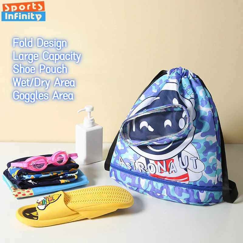 Kids Cartoon Swimming Bag Waterproof for Childrens Women Wet Dry