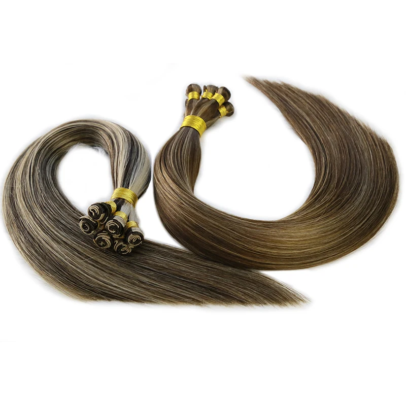 Genius Weft Human Hair Extensions Straight Raw Virgin Hair Weaves Bundles Invisible Lightweight 100g Double Drawn Hairpiece
