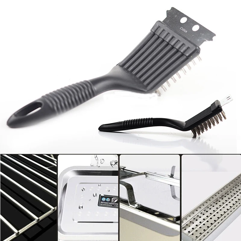 Barbecue Cleaning Tools Grill Brush Cleaning Brushes BBQ Brush Barbecue Grill Brush Stainless Steel Wire Bristles Scraper BBQ Grate Cleaner Kitchen Accessories Tools