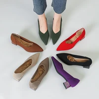 2025 New Women's High Heels Large 42/43 Fashion Pointed Anti slip Rubber Bottom Knitted Breathable Shoes 1