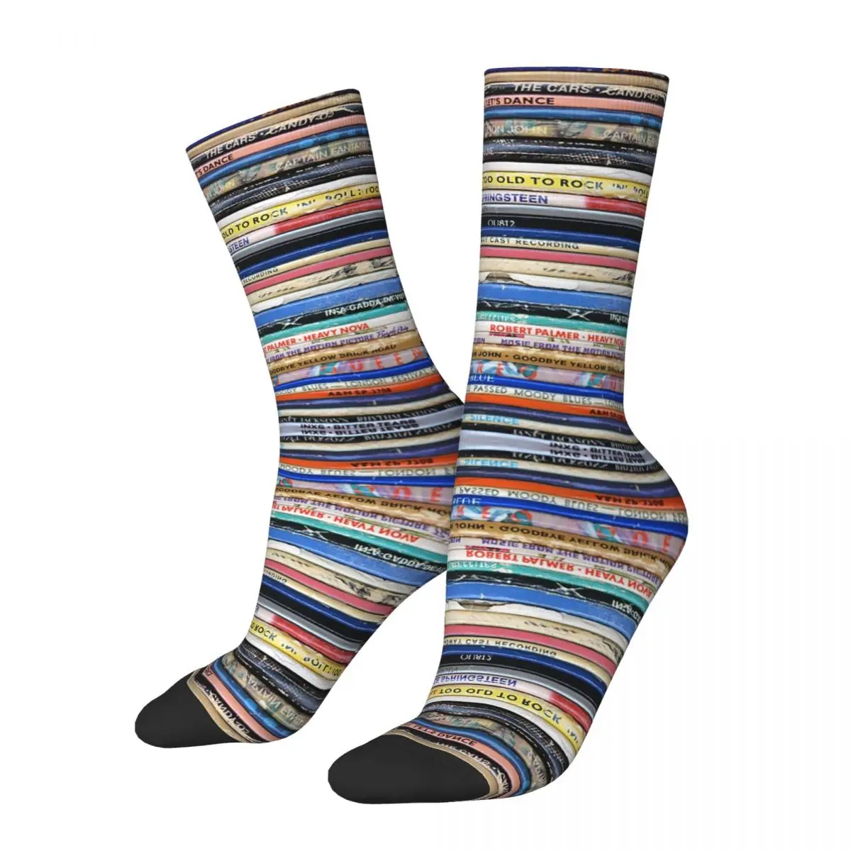 

Vintage Retro Record Album Spines Socks Harajuku High Quality Stockings All Season Long Socks for Man's Woman's Birthday Present