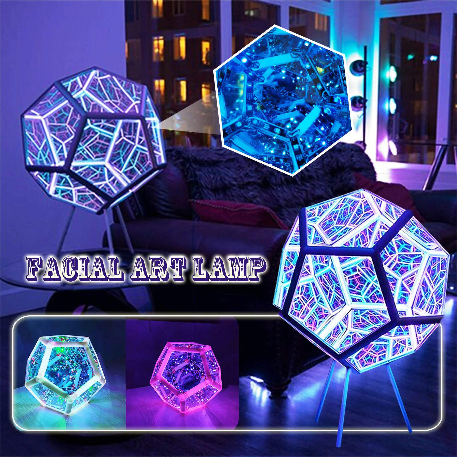 Dodecaedron Color Art Light, Fantasy Geometry Space LED Art Lamp, USB  Charging Christmas Gifts