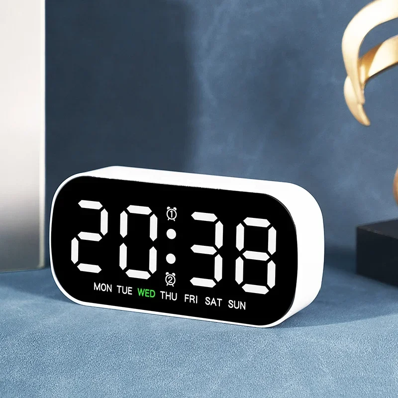 Compact LED Digital Alarm Clock with Temperature Display & Adjustable Brightness