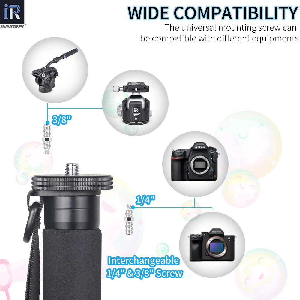 tragbares Kohlefaser-Kamera-Einbeinstativ INNOREL RM285C Professionelles leichtes Reise-Einbeinstativ mit 5 Abschnitten für Canon Nikon Sony DSL 