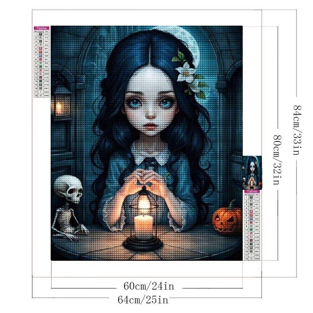 다크 고딕 소녀 할로윈 DIY 5D 다이아몬드 페인팅, 2024 풀 스퀘어 라운드 다이아몬드 자수 공예 세트, 홈 데코, 신제품