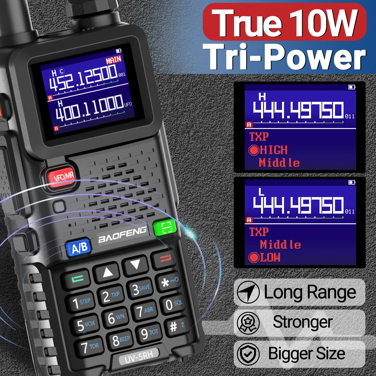 2PCS Baofeng UV-5RH Air Band Walkie Talkie 10W Wirless Copy Frequency Type-C Charging Upgraded UV 5R Two Way Radio 5