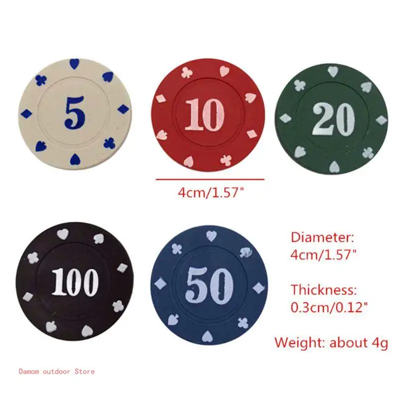 Poker Chips Plastic Game Coins 100Pcs Round Plastic Chips Casino Card Game Baccarat Counting Accessories