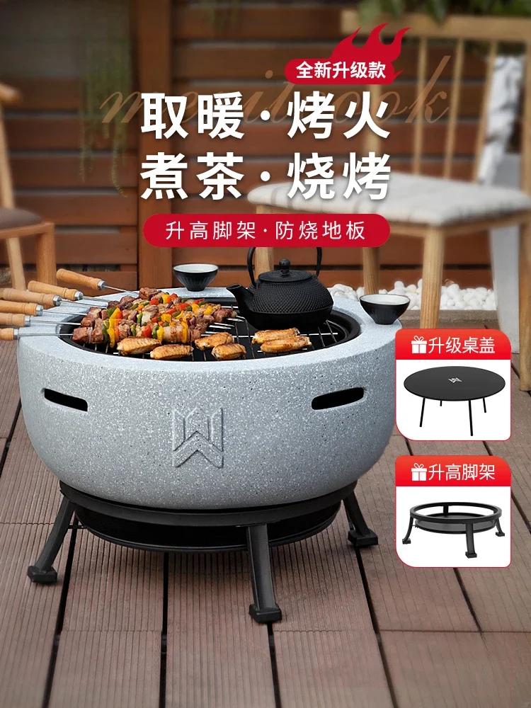 

Tea boiling around the stove, outdoor patio grill set, barbecue table, brazier heating stove, indoor household charcoal grill