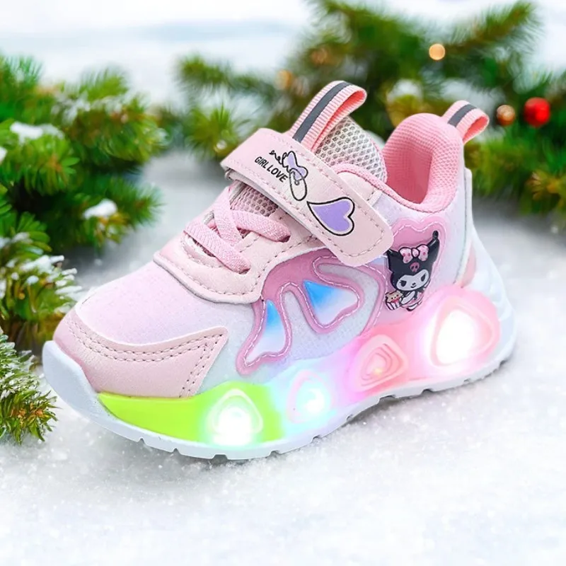 أطفال بنات أحذية Led أضواء الأطفال أحذية رياضية الفتيات أحذية رياضية غير رسمية طفل المضادة للانزلاق الوردي الأرجواني الكرتون الأحذية حجم 21-30