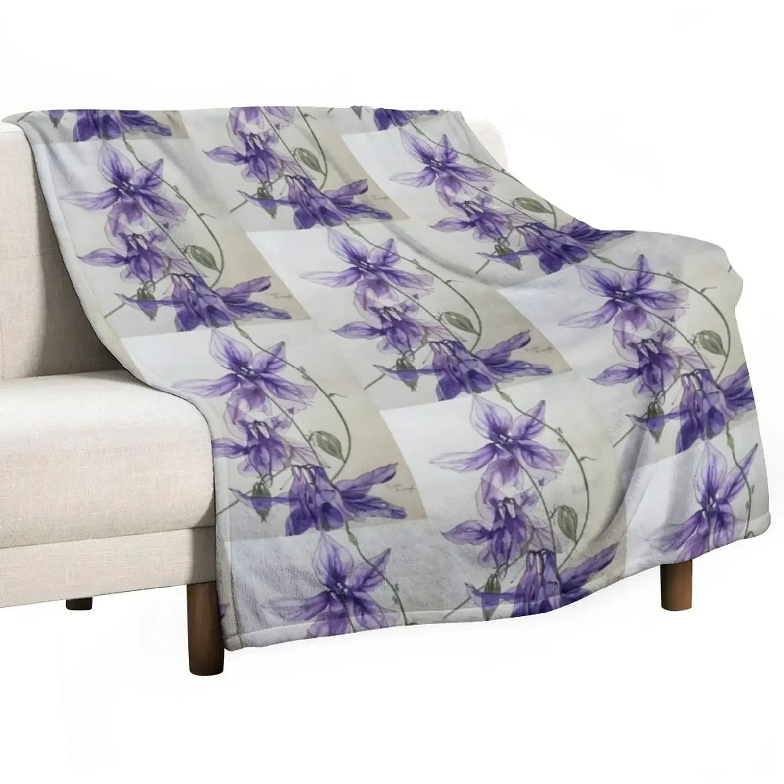 

Aquilegia columbine blue watercolour painting Throw Blanket Sofa Throw Thins Blankets