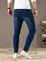 2025 Spring New Mens Slim Fit Classic Skinny Jeans Casual Street Style Casual Mens Skinny Jeans Male Slim Fit Pencil Denim Blue 2