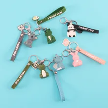

Creative PVC Unicorn Dinosaur Koala Frog Rabbit Fox Panda Animal Model Key Pendant Bag Pendant Accessories Gift