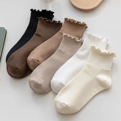 Cute Socks For Women New Spring Summer Japanese Style Breathable Girls Short Socks Kawaii Solid Socks Frilly Ruffle Socks Casual
