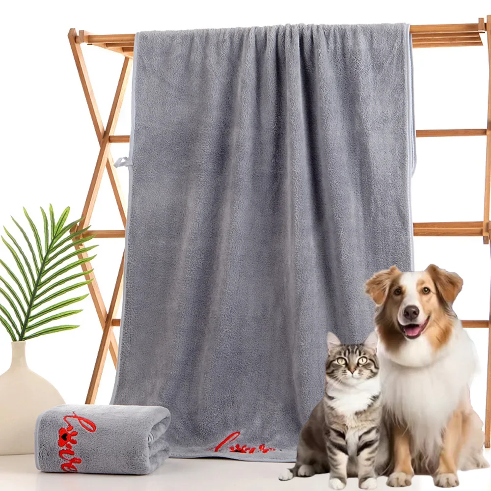 1/2pcs Quick Drying Dog and Cat Towels Soft Fiber Towels Bath Towel Pet Bathrobe Covenient  Cleaning Towel Pet Supplies