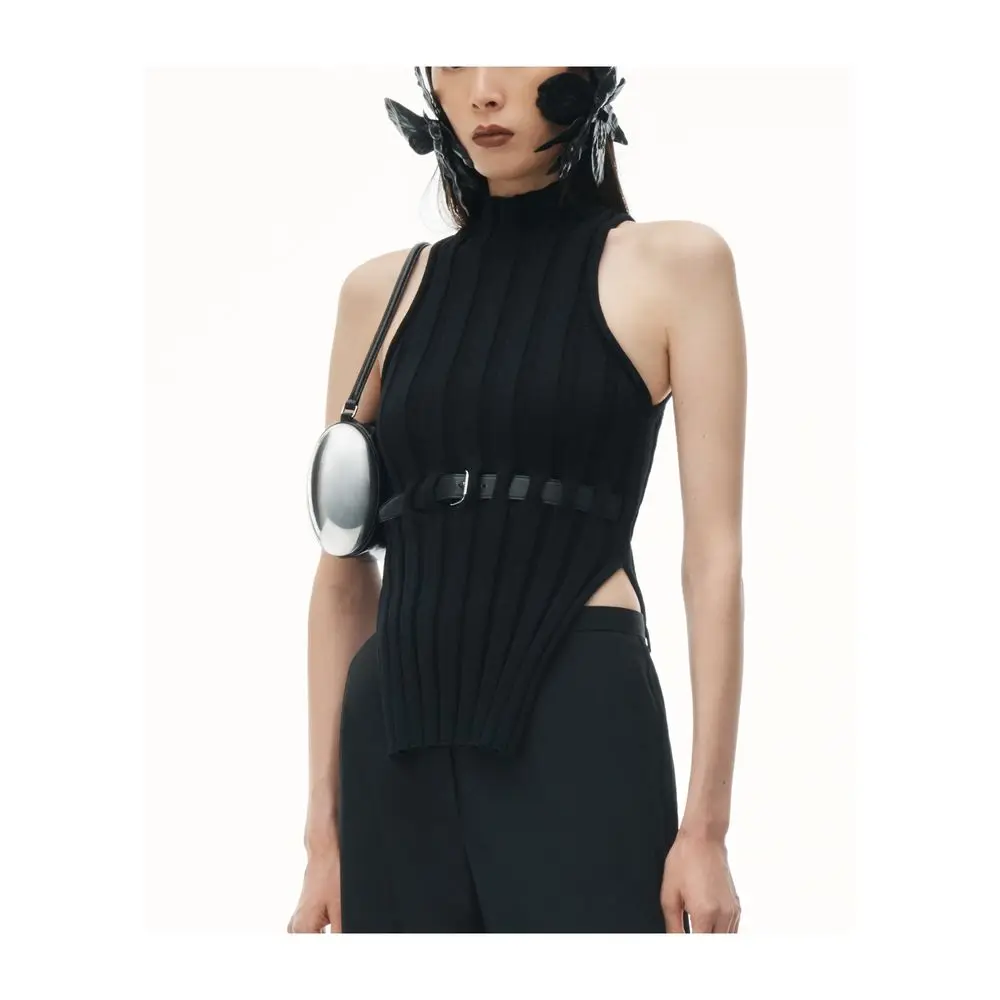 

traf 2024 woman Vest Knitted High Stretch Belt Corset Sexy Womens Tops Vest y2k Clothes New Fashion High Quality T-shirt bra