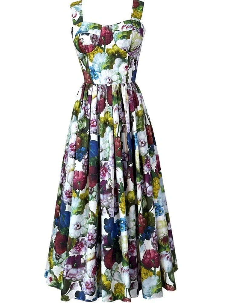 Trinidad | Red midi festive boho spring dress with V-neck