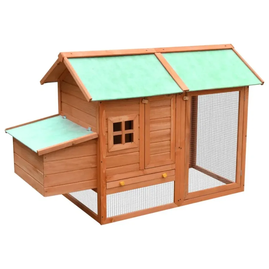 Solid Pine and Fir Wood Chicken Cage 66.9x31.9x43.3 Inches