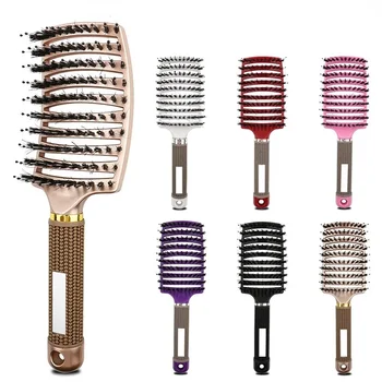 Spazzola per capelli Pettine per massaggio del cuoio capelluto Spazzola per capelli con setole; Spazzola per capelli districante ricci bagnati da donna in nylon per strumenti per lo styling per parrucchieri