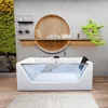60 Inch Acrylic Freestanding Whirlpool Hot Tub Modern Soaking Bathtub with Central Drainage and Color Therapy  Bathroom Fixture 1