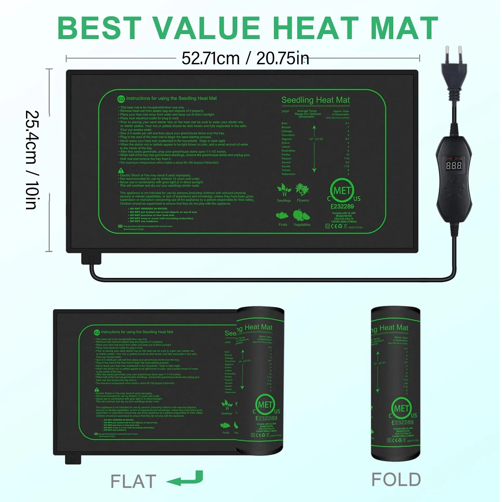 Seedling Heat Mat Efficient Seed Starting Heating Pad Easy Control Versatile Waterproof with Digital Thermostat for Germination