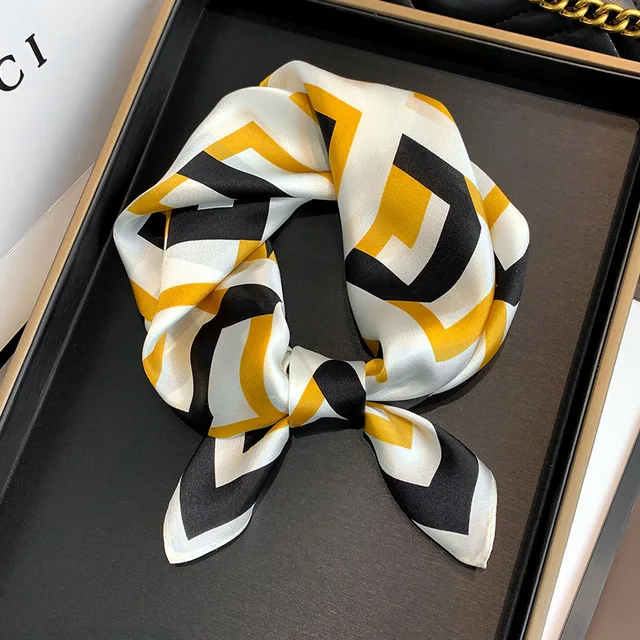 Scarf 100% Silk Bandana Women Square Scarves Wrap Kerchief Mulberry Spring Fashion Luxury High Quality Headband Hijab Shawls 16203-1