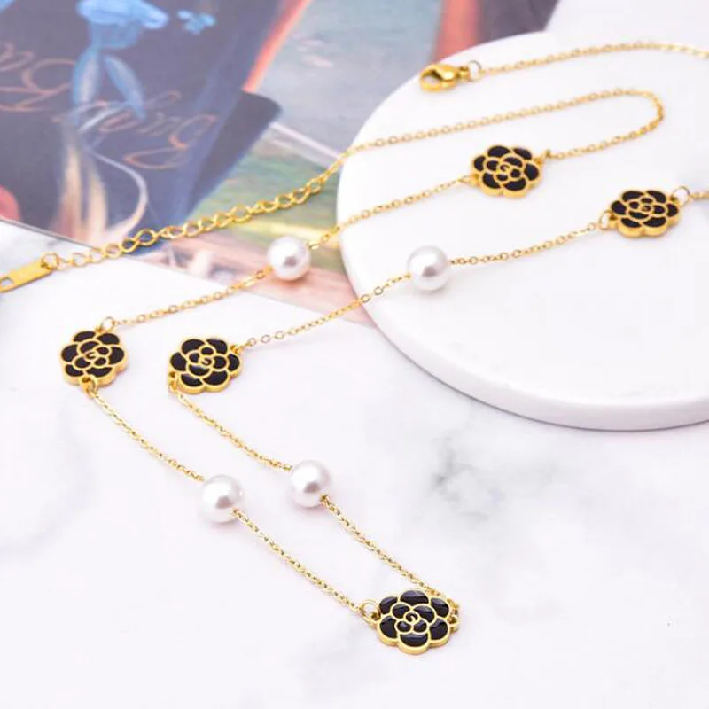 Pearl Necklace Flower Jewelry  Black Flower Necklace Pearls - 2023 New  Design - Aliexpress