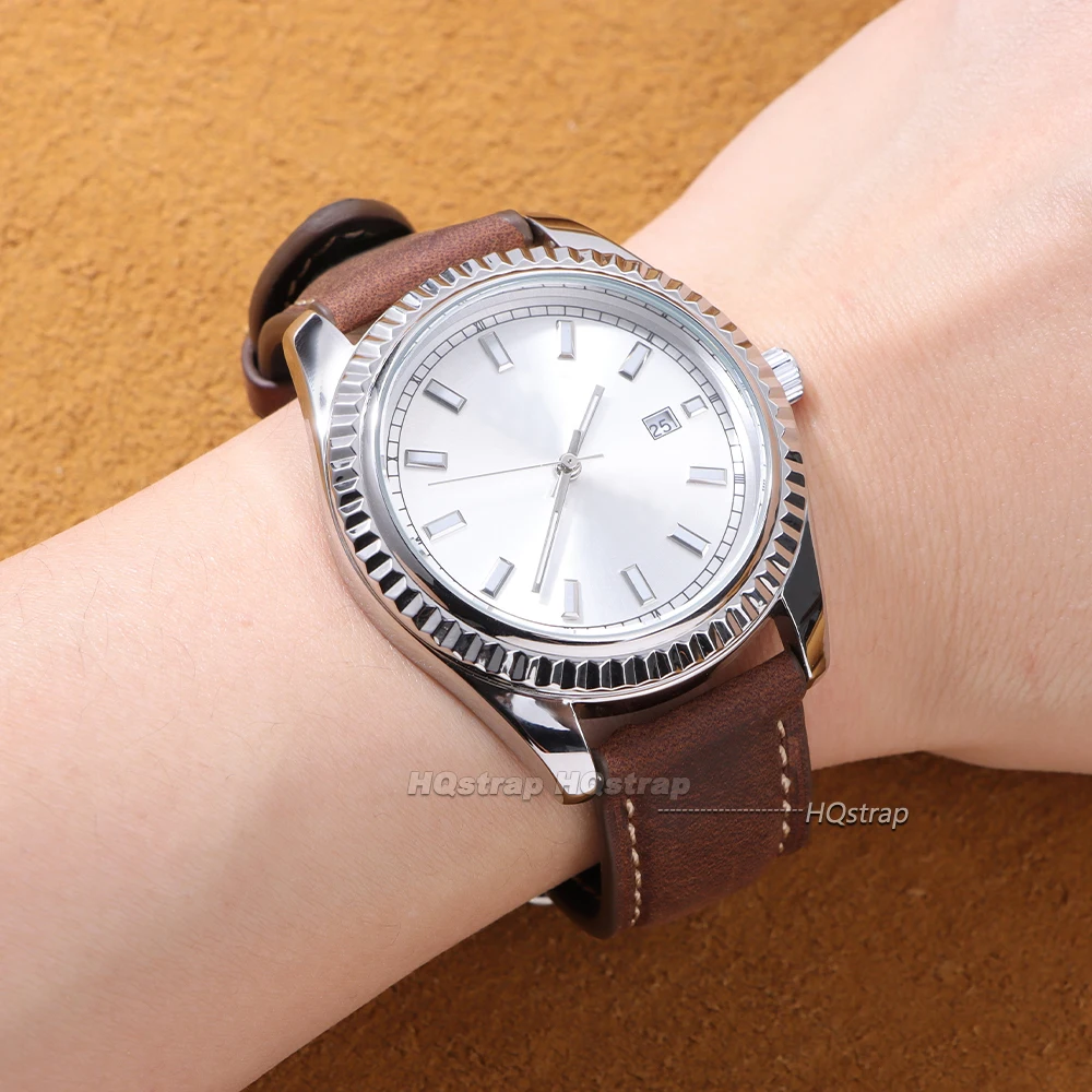 Vintage Genuine Leather Watch Band - Sport Brown Strap with Quick Release Bracelet