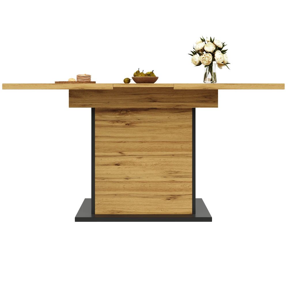 Teleskop-Esstisch (110–140 x 80 cm), klappbarer Küchentisch für 4–6 Personen, ausziehbarer Tisch mit Weinregal, braune Glastür – Detail 20