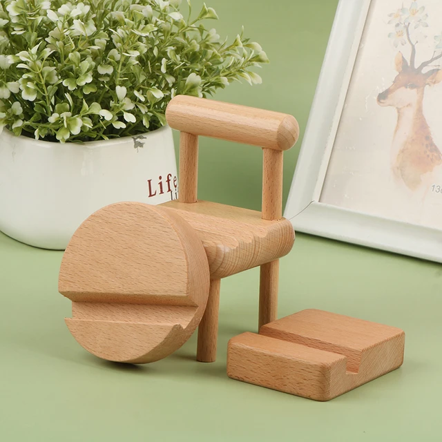 Cute Mini Chair Phone Holder, Card Display Wooden Stand for Desk,  Multi-Angle Universal Mobile Phone Stand for iPhone Samsung - AliExpress