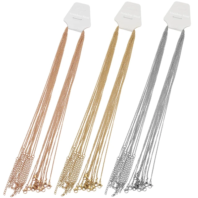Chaînes à maillons de câble couleur or en acier inoxydable, 10 pièces, pour bricolage de colliers pour femmes, fournitures de fabrication de bijoux, vente en gros, chaîne en vrac 1