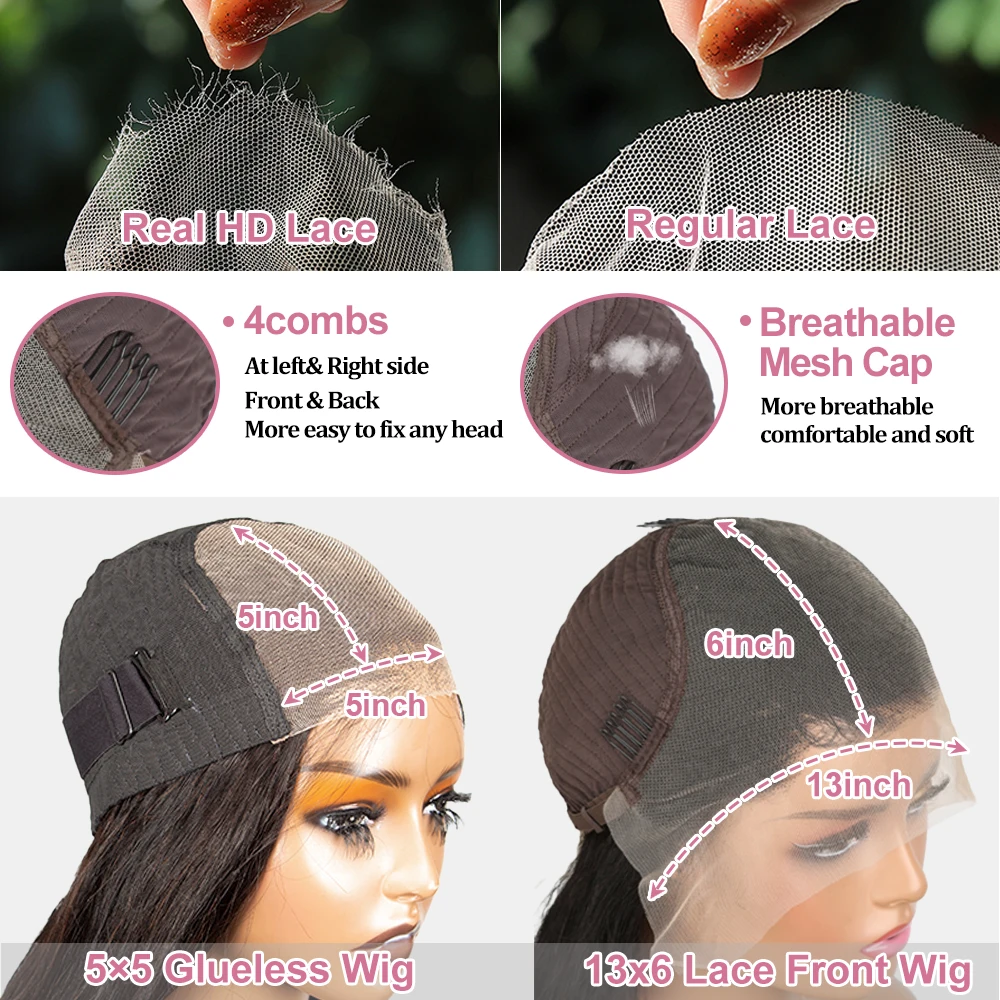 Human hair wigs 250 Density Loose Deep Wave 13x6 HD Lace Front Wigs 100% Human Hair Brazilian 5x5 Glueless Wig Human Hair Ready to Wear Prepluck