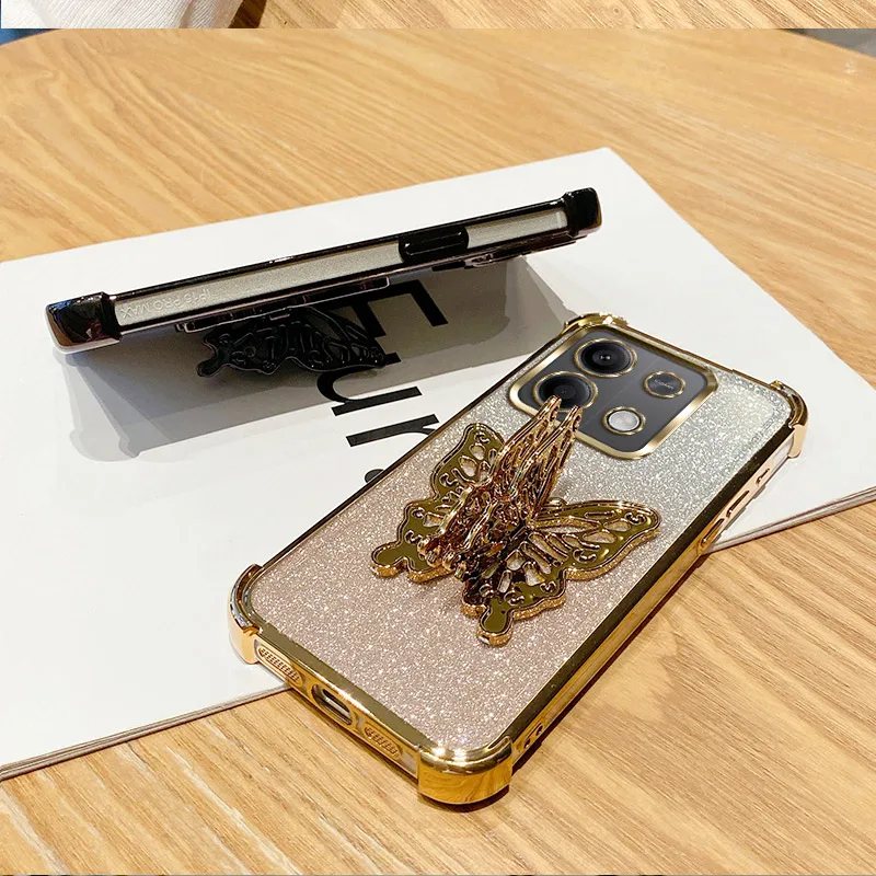 Elegant 6D Plated Butterfly Holder Shockproof Glitter Phone Case
