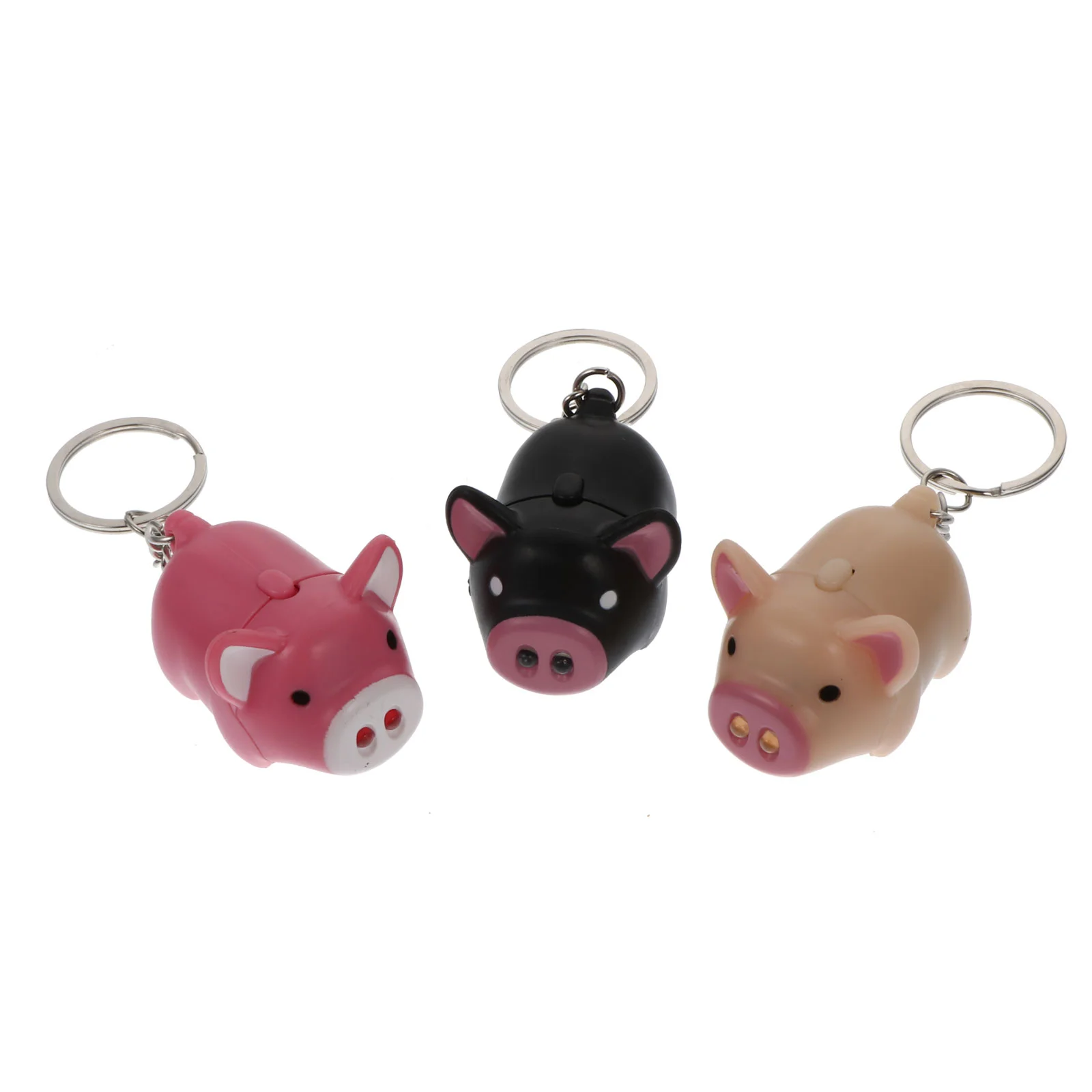 

3pcs Led Keychains Flashlight Sound Rings Creative Kids Toys Cartoon Sound Light Souvenir Gift For Child Black