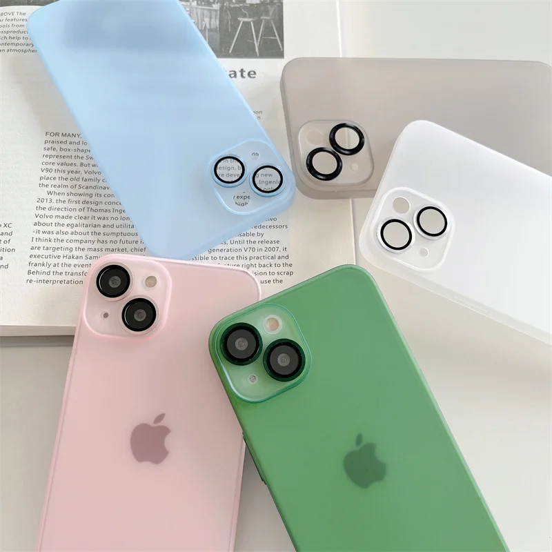 Ultra Thin Soft TOP Translucent Matte Case for iPhone 13 12 11 Pro Max With Glass Lens Camera Protection Cover Fashion Slim Capa