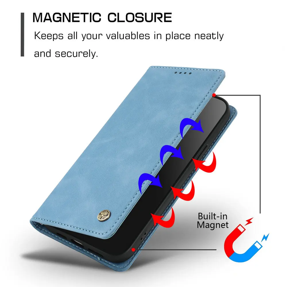 Luxury RFID Leather Wallet Case with Magnetic Flip Cover