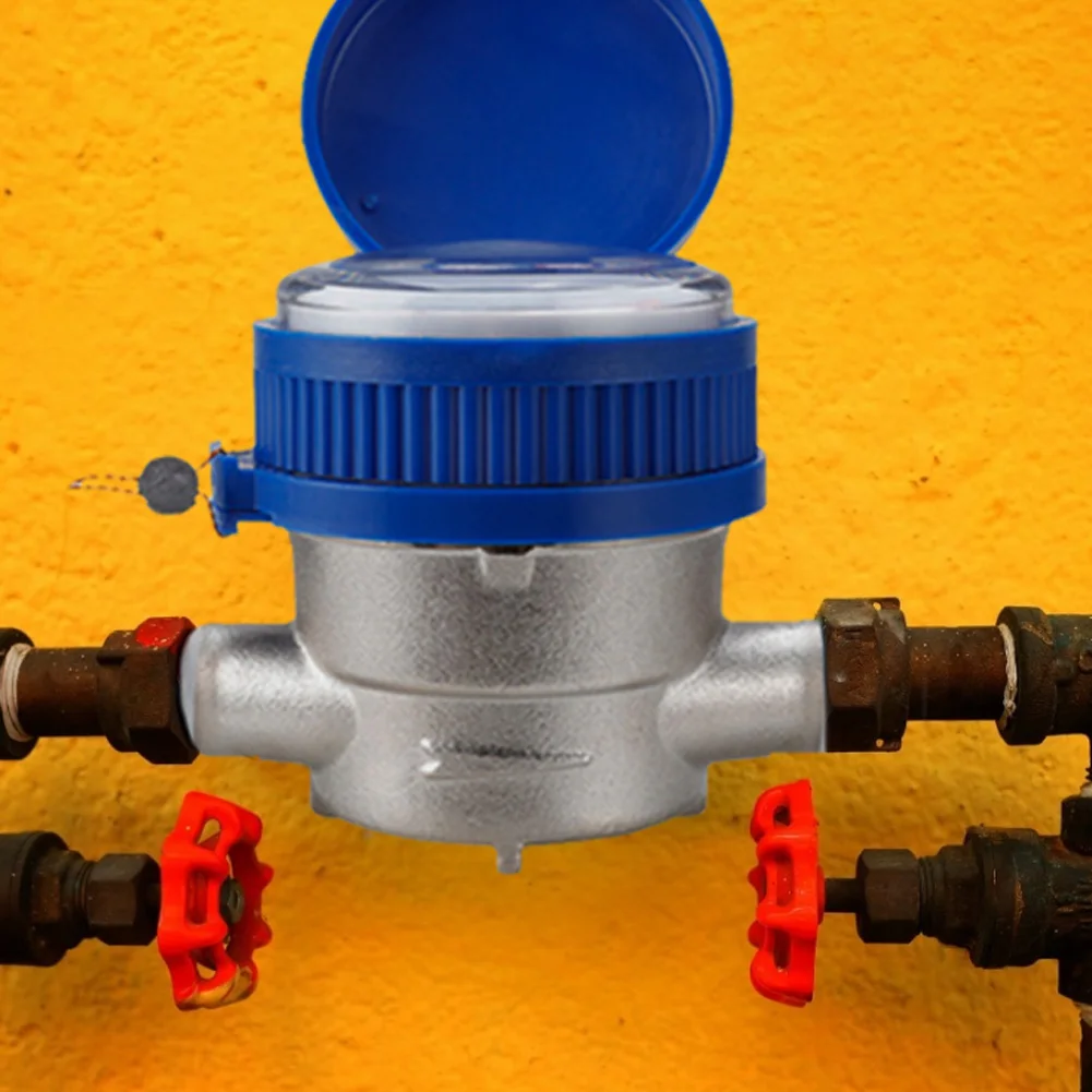 실용적인 워터 계량기 기계식 로터리 윙, E형 정밀 포인터 카운터 측정 도구, 구리 피팅 포함