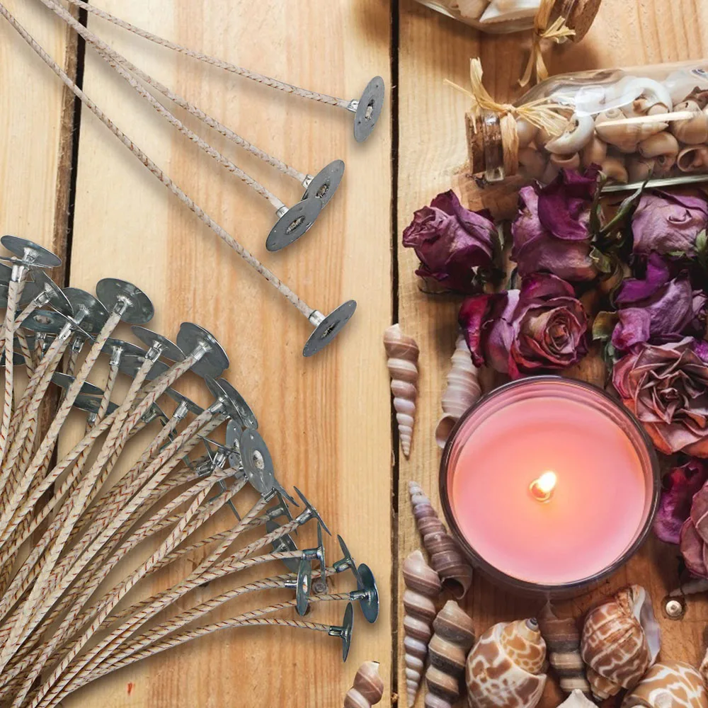 100Pcs/Bag Beeswax Candle Wicks 9-20cm Pre-Waxed Natural Soy Wax Cotton Wicks Candle Making Supplies 3 Types Bases Candle Wick Candle Wicks