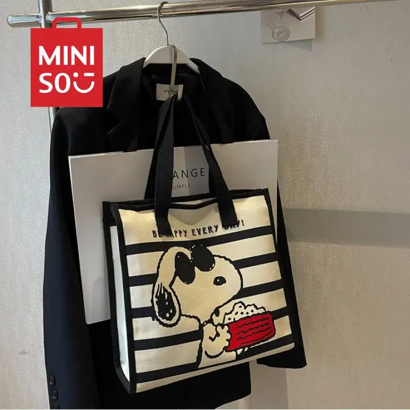 Miniso-Snoopy-Canvas-Bag-Kawaii-Anime-Cartoon-Animation-Large-Capacity ...