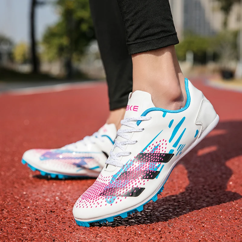 Chaussures À Pointes D'athlétisme Pour Hommes Et Femmes Légères À La Mode  Blanc Rose Chaussures De Course À Pointes Chaussures De Course 100-400