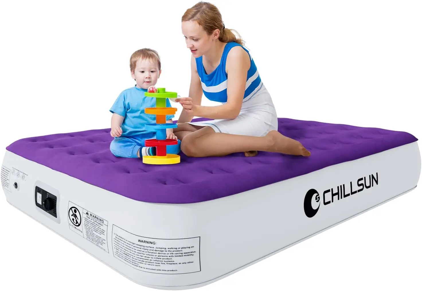CHILLSUN Queen Air Mattress with Built in Pump,Elevated Durable Inflatable Mattresses with Storage Bag,13Fast&Easy Inflating