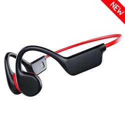 Waterproof Wireless Bone Conduction Headset with Built - in Memory and Microphone ((New) Black Red)