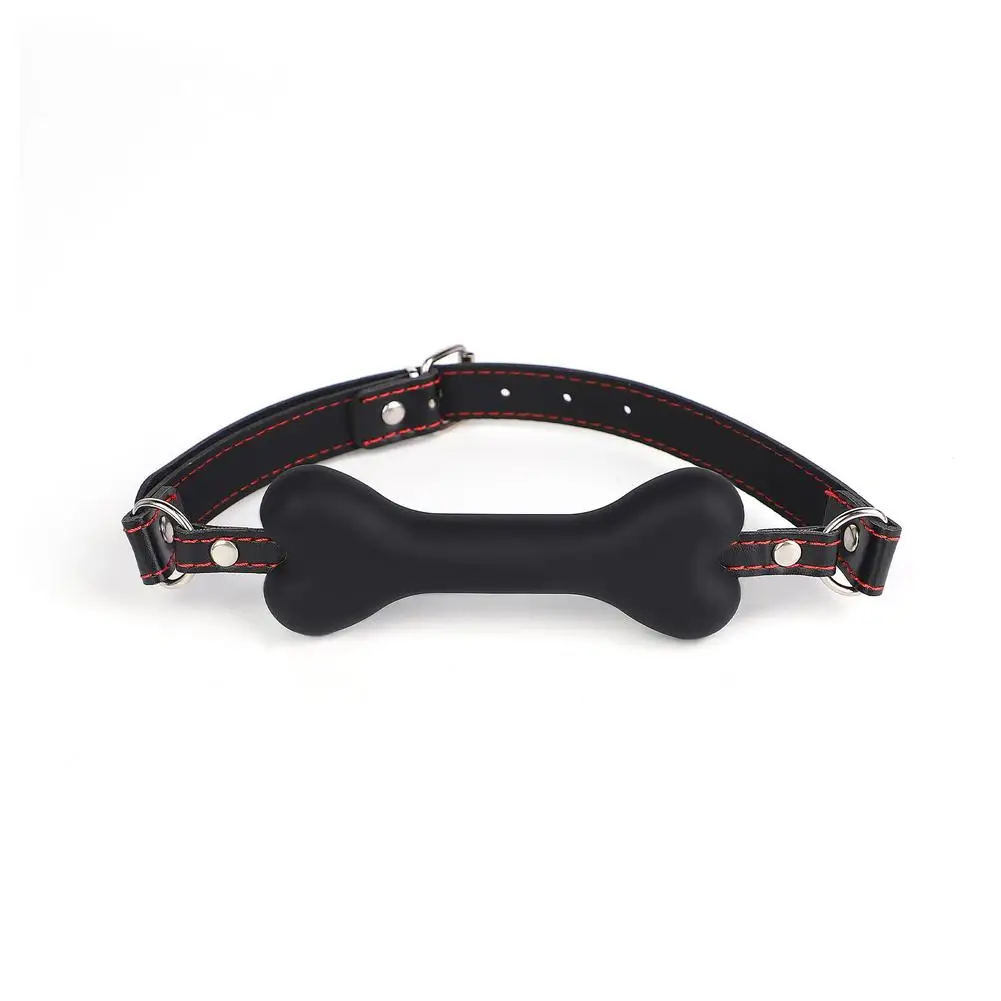 BDSM Bondage Slave Flirting Restraint Erotic PU Leather Lips Ring Open Mouth Gag Silicone Ball Sex Toy for Couples Adult Games