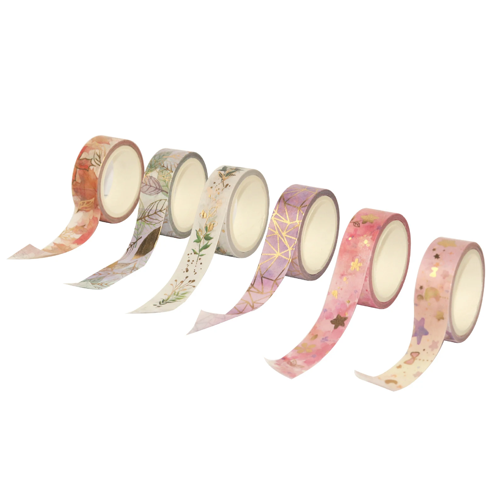 【New】6 Rolls Washi Tape Set Floral Gold Foil Washi Masking Tape 15mm Wide Plant Leaves Flower Decorative Adhesive Tape Sticker