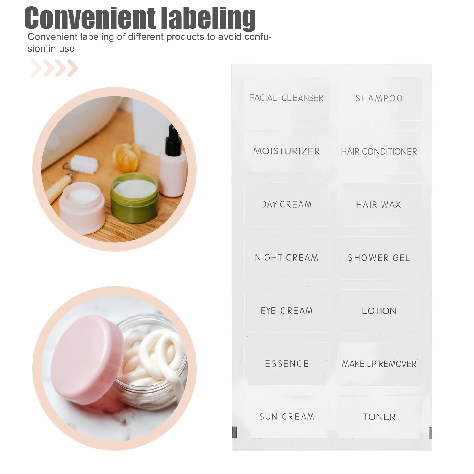 50 Pcs Bottled Labels for Travel Size Bottles Skin Care Product Sticker Toiletries Bathroom Organizing Pvc Stickers