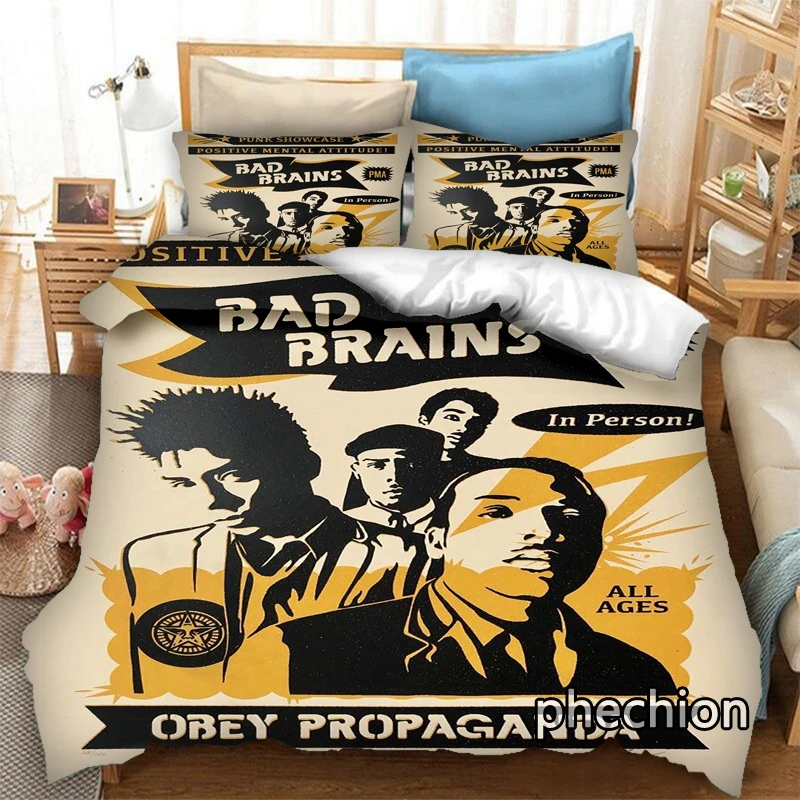 

phechion Bad Brains 3D Print Bedding Set Duvet Covers Pillowcases One Piece Comforter Bedding Sets Bedclothes Bed K549