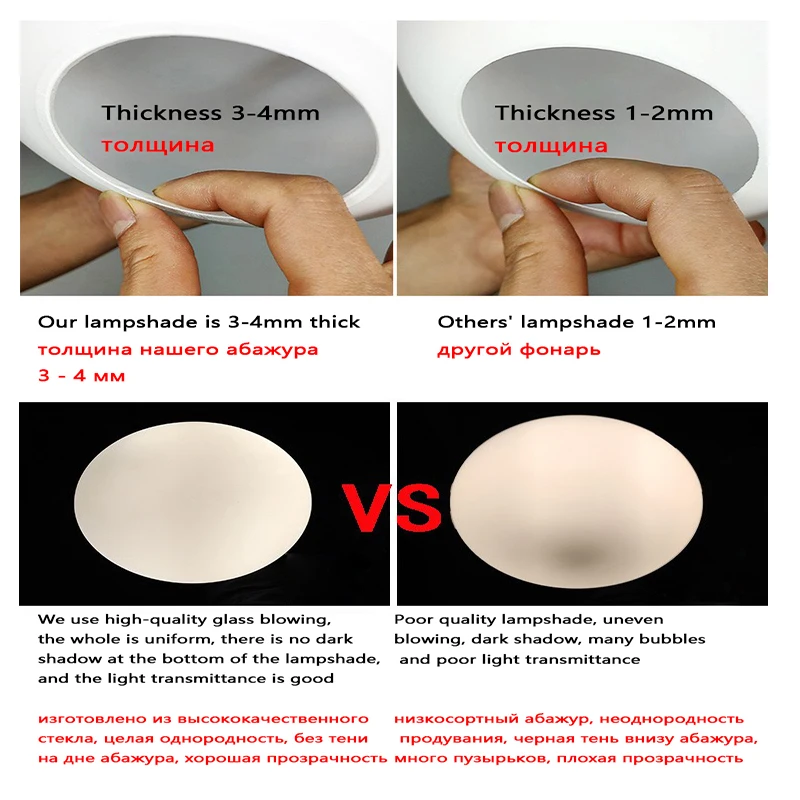 Abat-jour Verre Laiteux HOMEXO - Pour Ampoules E27/E14