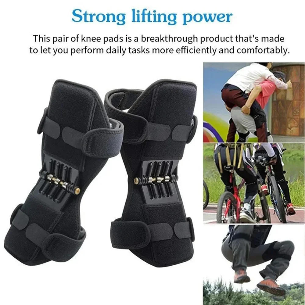 Knee Booster 1 Pair Support Knee Pads Breathable Non-slip Lift Pain Relief For Knee Power Spring Force Stabilizer 3
