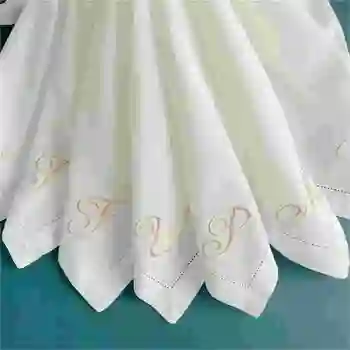 Serviettes en tissu blanc brodées avec monogramme de police, serviette blanche pour cadeau de pendaison de crémaillère, pour événement de mariage 1
