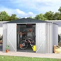 10'x10' Shed, Large Metal Storage Sheds & Outdoor Clearance, Steel Backyard Shed with Lockable Doors, Utility and Tool Storage 1