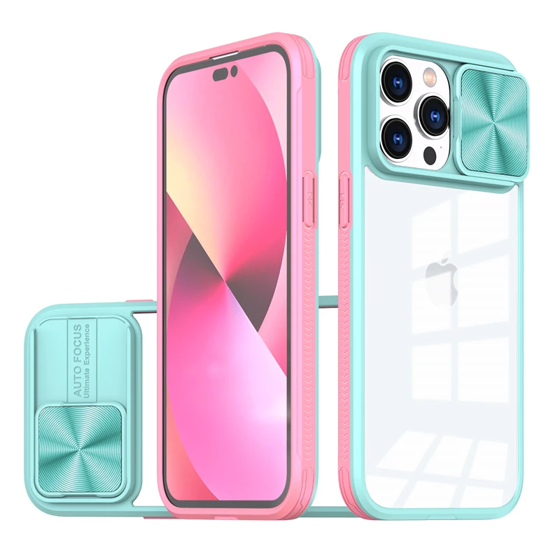 Slide Camera Protection Hybrid Acrylic Clear Shockproof Armor Case - Durable Hard Cover